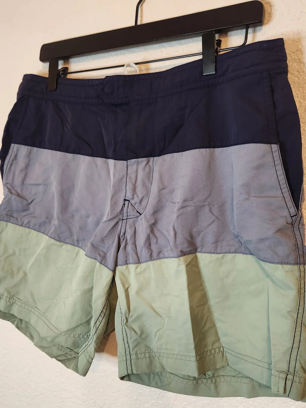 Crew Men’s Swim Shorts Board Trunks Casual Swim Wear Size 33 Blue Gray